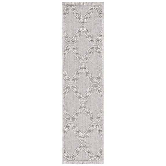 SAFAVIEH Global Michael Diamond Indoor/Outdoor Runner Rug, Grey/Light Grey, 2'2" x 6'