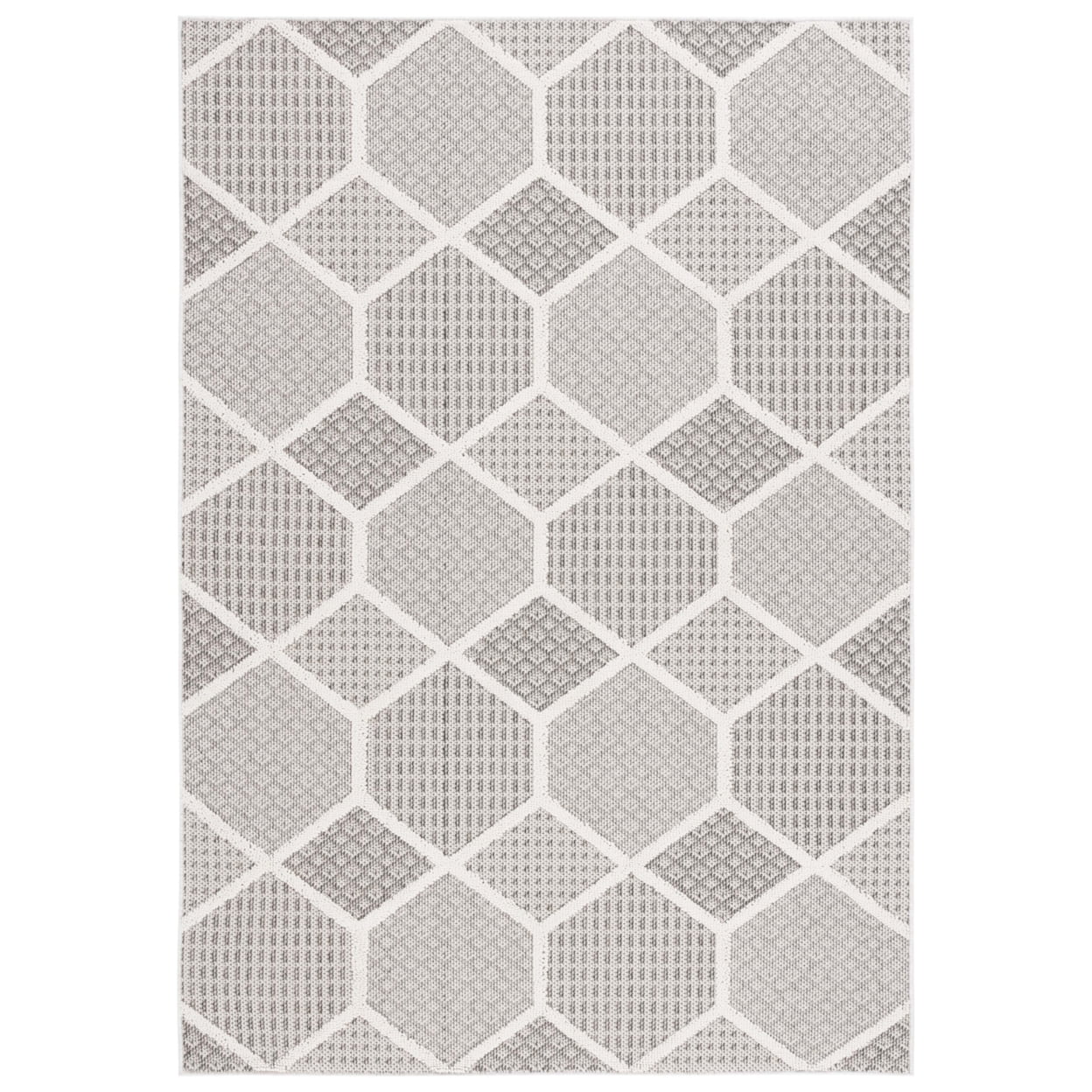 Gray Geometric 8' x 10' Stain-Resistant Synthetic Area Rug