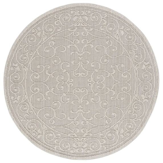 SAFAVIEH Global Paskal Botanical Indoor/Outdoor Area Rug, Beige/Light Beige, 6'7" x 6'7" Round