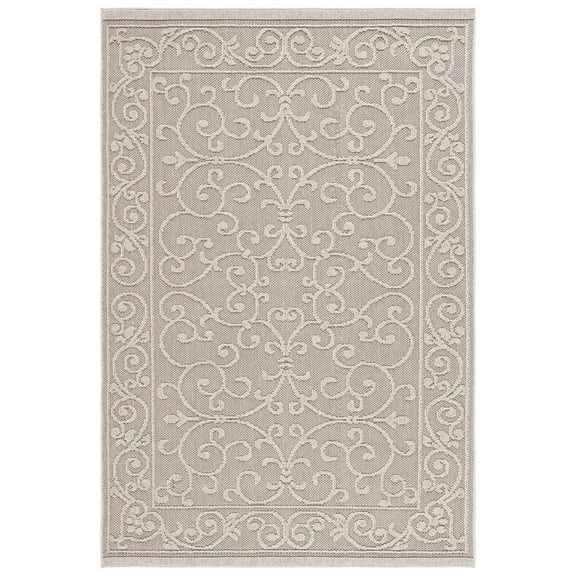 SAFAVIEH Global Paskal Botanical Indoor/Outdoor Area Rug, Beige/Light Beige, 8' x 10'