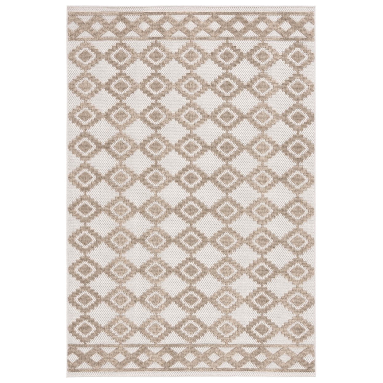 SAFAVIEH Global Paylynn Diamond Indoor/Outdoor Area Rug, Beige/Brown, 5'3" x 7'6"