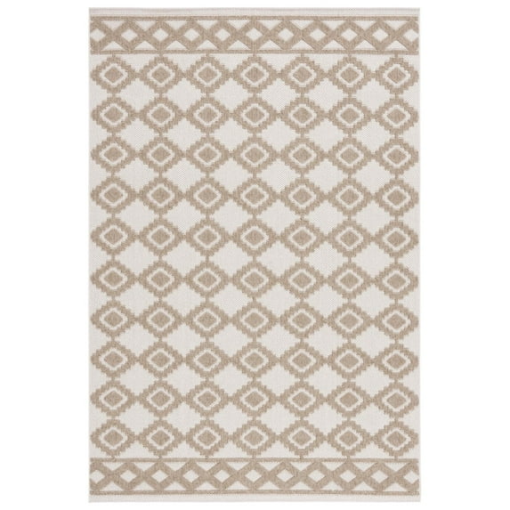 SAFAVIEH Global Paylynn Diamond Indoor/Outdoor Area Rug, Beige/Brown, 5'3" x 7'6"