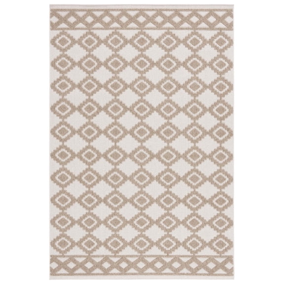 SAFAVIEH Global Paylynn Diamond Indoor/Outdoor Area Rug, Beige/Brown, 6'7" x 6'7" Square