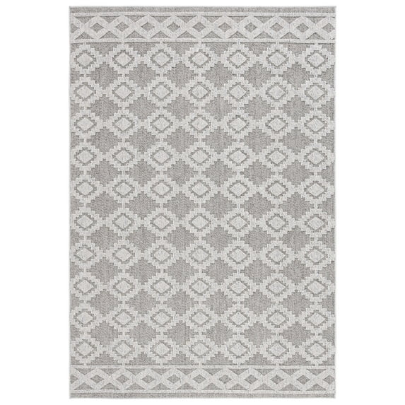 SAFAVIEH Global Paylynn Diamond Indoor/Outdoor Area Rug, Grey/Ivory, 8' x 10'