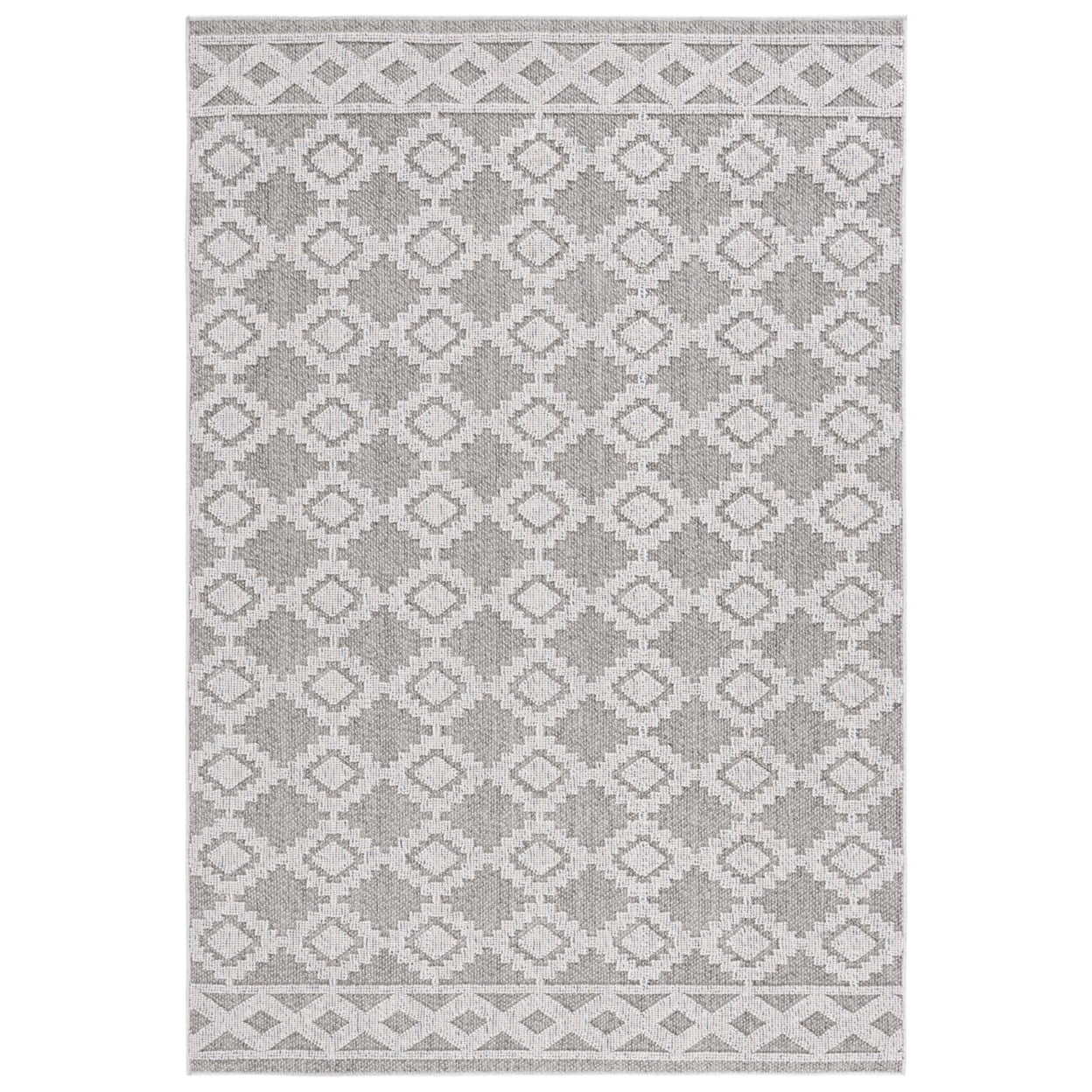 SAFAVIEH Global Paylynn Diamond Indoor/Outdoor Area Rug, Grey/Ivory, 9' x 12'