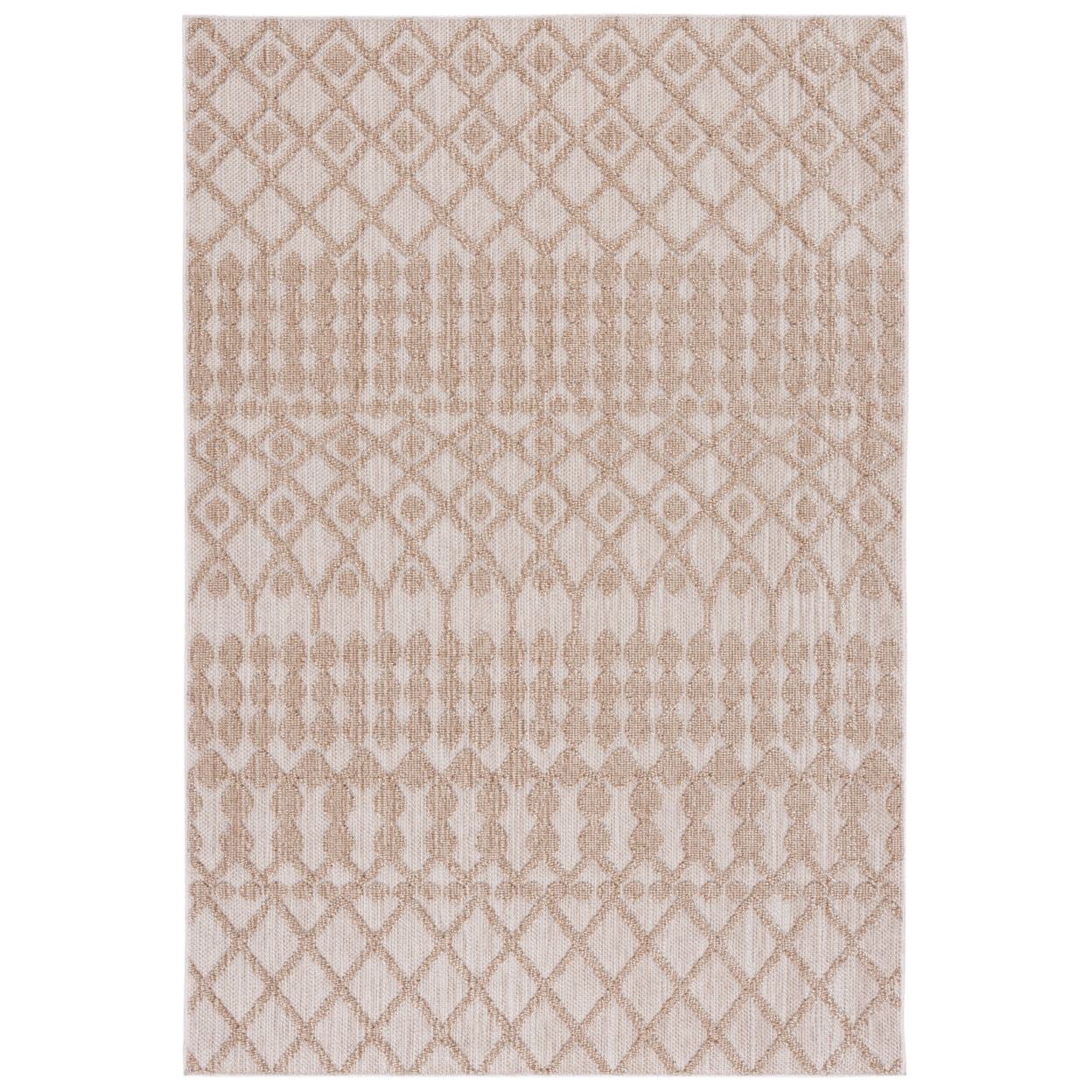 Boho Chic Beige & Brown Synthetic Indoor/Outdoor Area Rug