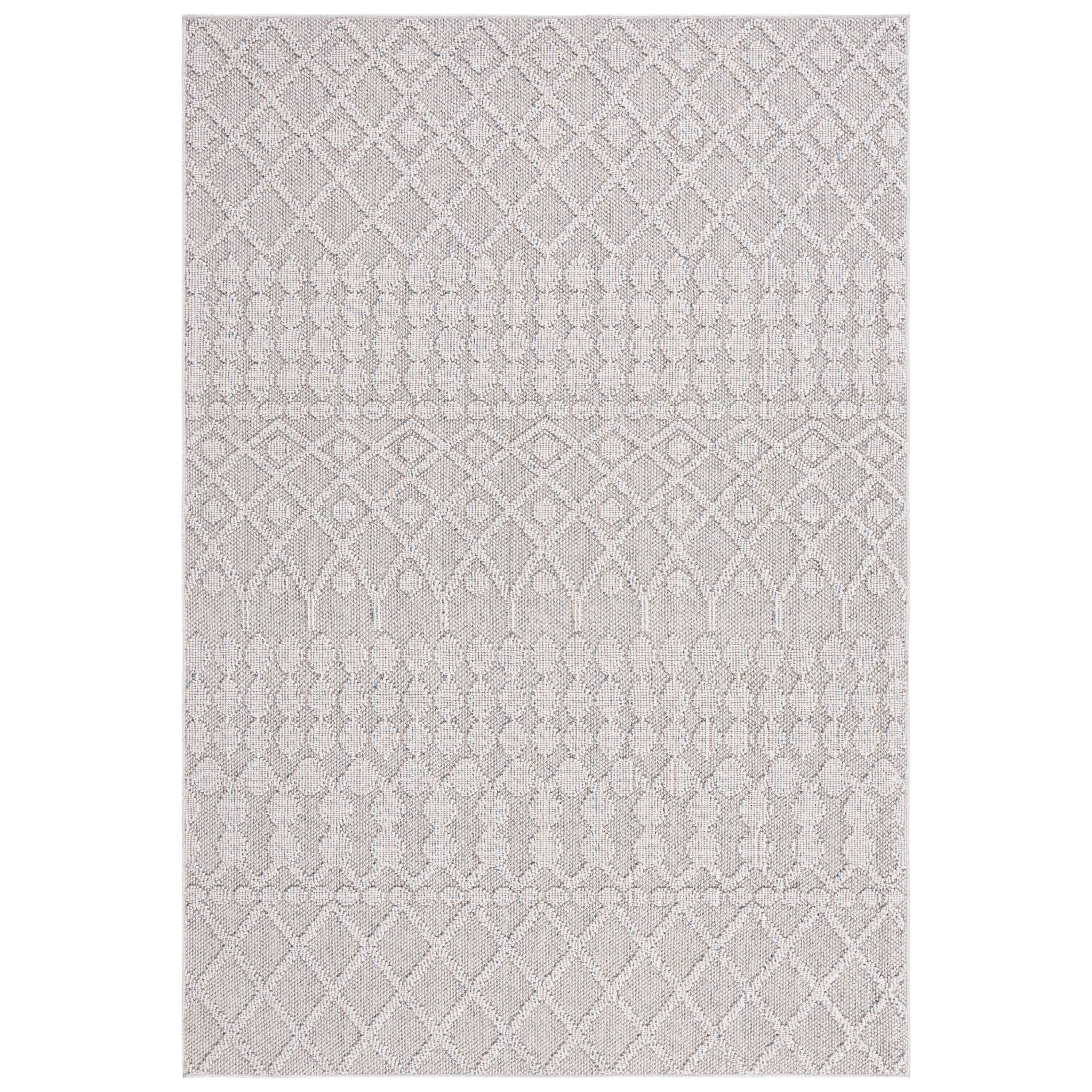 SAFAVIEH Global Regina Diamond Indoor/Outdoor Area Rug, Grey/Ivory, 4' x 6'