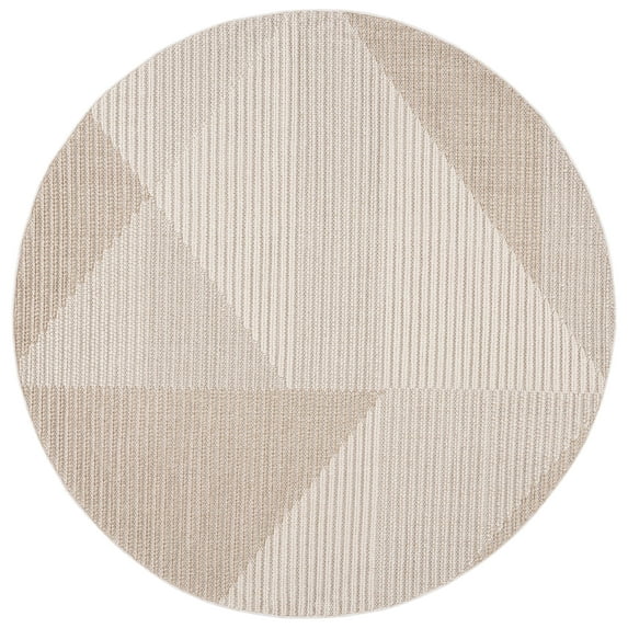 SAFAVIEH Global Rorie Abstract Area Rug, Beige/Ivory, 6'7" x 6'7" Round