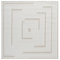 SAFAVIEH Global Roswell Geometric Indoor/Outdoor Area Rug, Light Beige/Beige, 6'7" x 6'7" Square