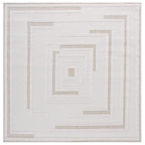 SAFAVIEH Global Roswell Geometric Indoor/Outdoor Area Rug, Light Beige/Beige, 6'7" x 6'7" Square
