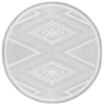 SAFAVIEH Global Shelagh Geometric Indoor/Outdoor Area Rug, Grey/Ivory, 6'7" x 6'7" Round