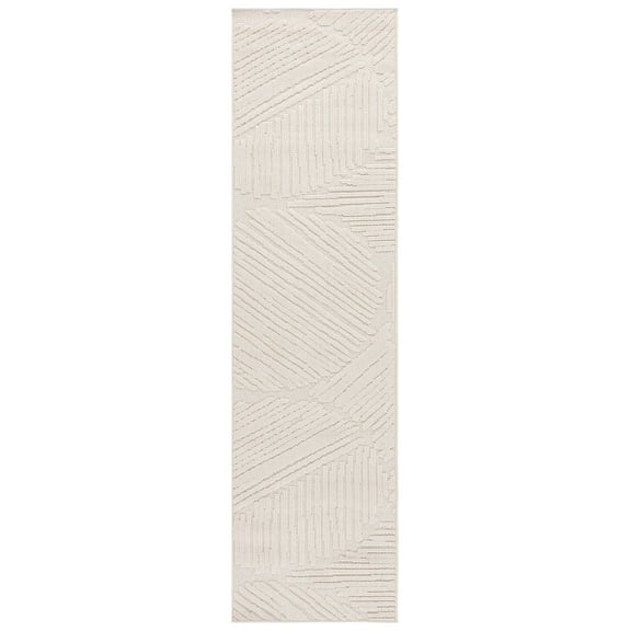 SAFAVIEH Global Zelma Geometric Indoor/Outdoor Runner Rug, Light Beige/Ivory, 2'2" x 8'