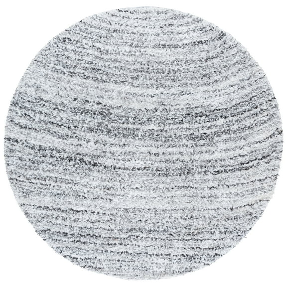 SAFAVIEH Glory Maksim Abstract Shag Area Rug, Ivory/Grey, 6' x 6' Round