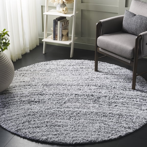 Safavieh Glory Maksim Abstract Shag Area Rug, Ivory/Gray, 6' x 6' Round