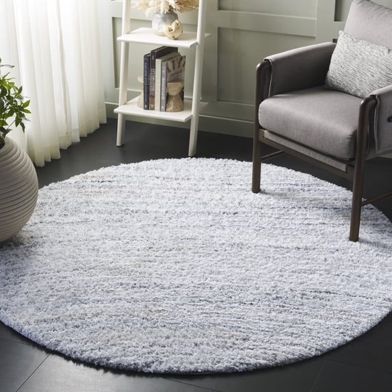 Safavieh Glory Maksim Abstract Shag Area Rug, Ivory/Light Blue, 6' x 6' Round