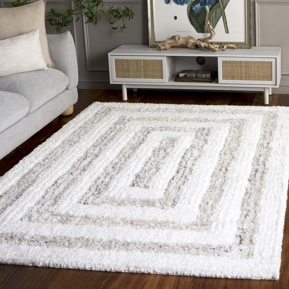 Safavieh Glory Veronica Geometric Shag Area Rug, Ivory/Beige, 4' x 6'