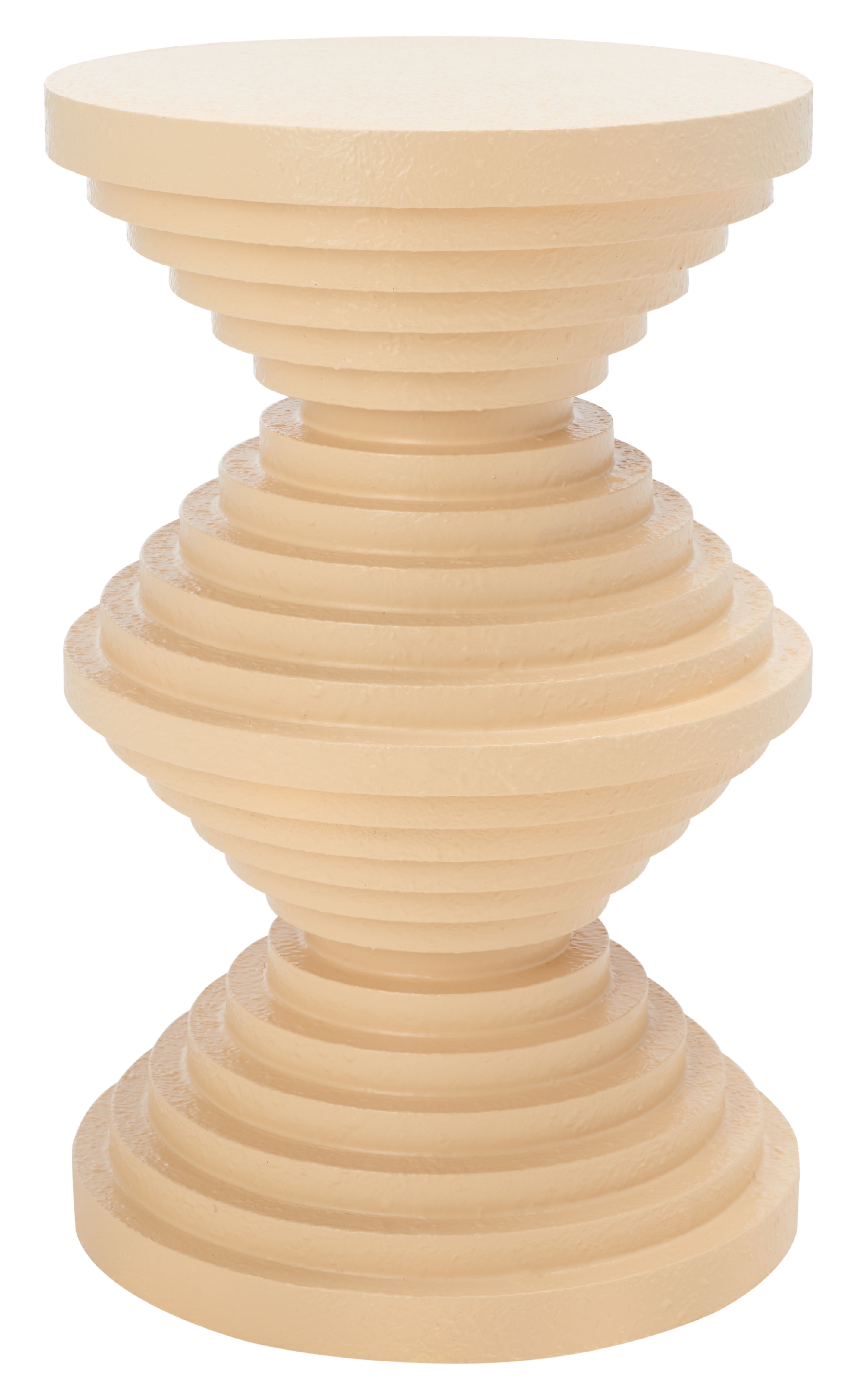 Cream Fluted Round Wood Accent Table