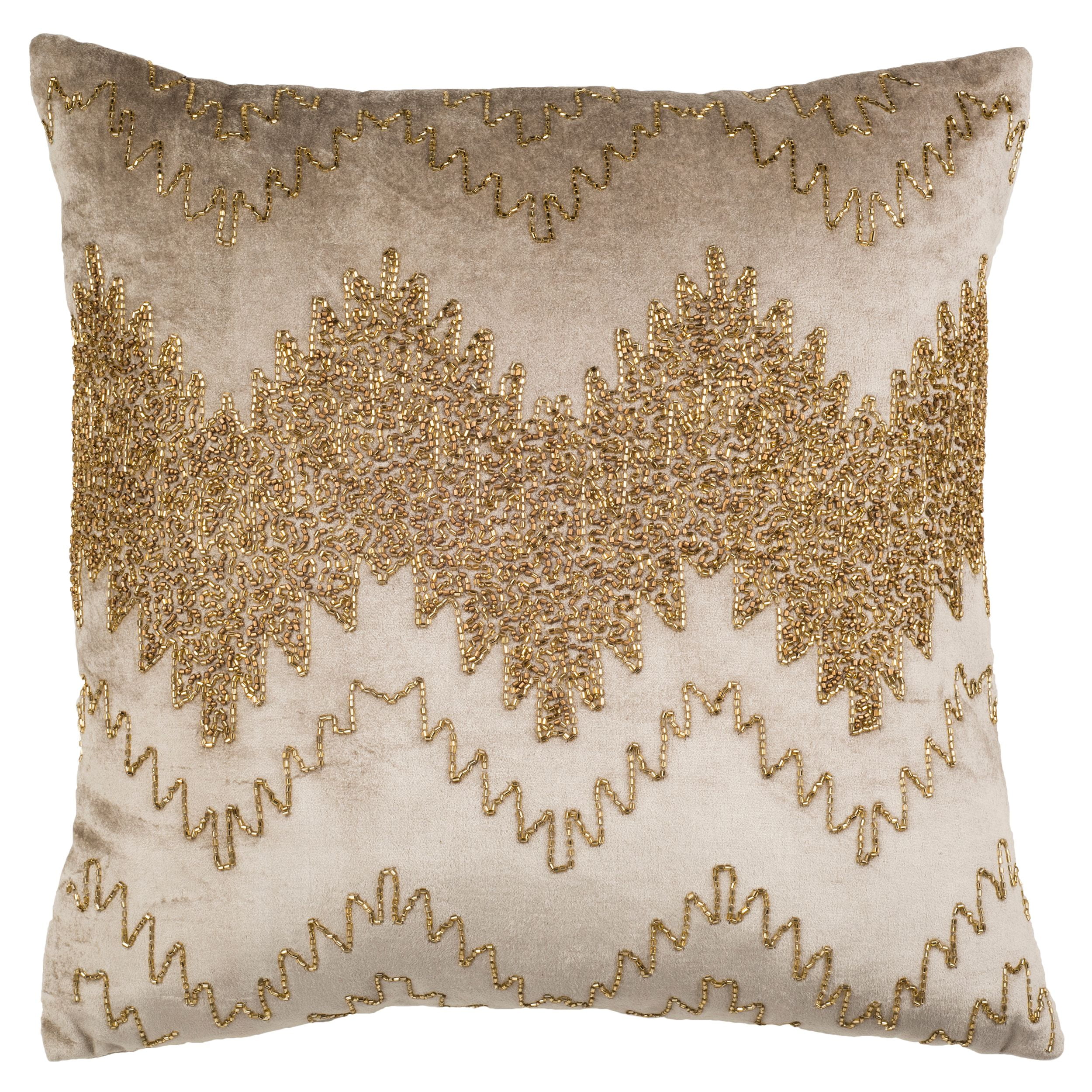 Gold Embroidered Velvet Square Throw Pillow