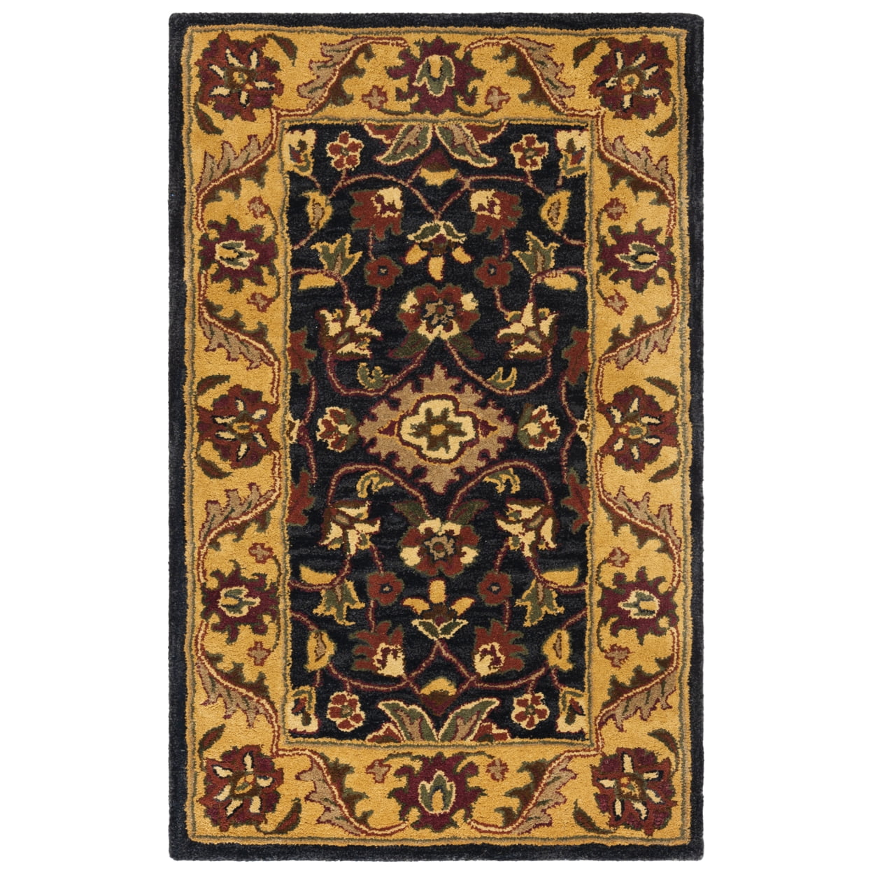Golden Jaipur 3' x 5' Black and Gold Hand-Tufted Wool Area Rug