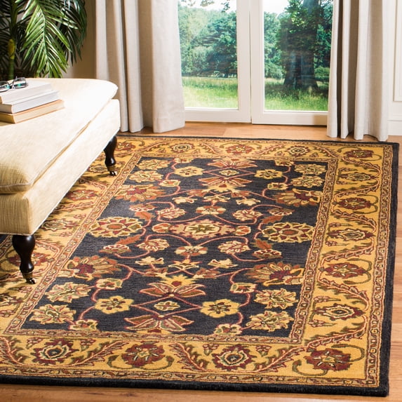 Safavieh Golden Jaipur Dreda Bordered Wool Area Rug, Black/Gold, 5' x 8'