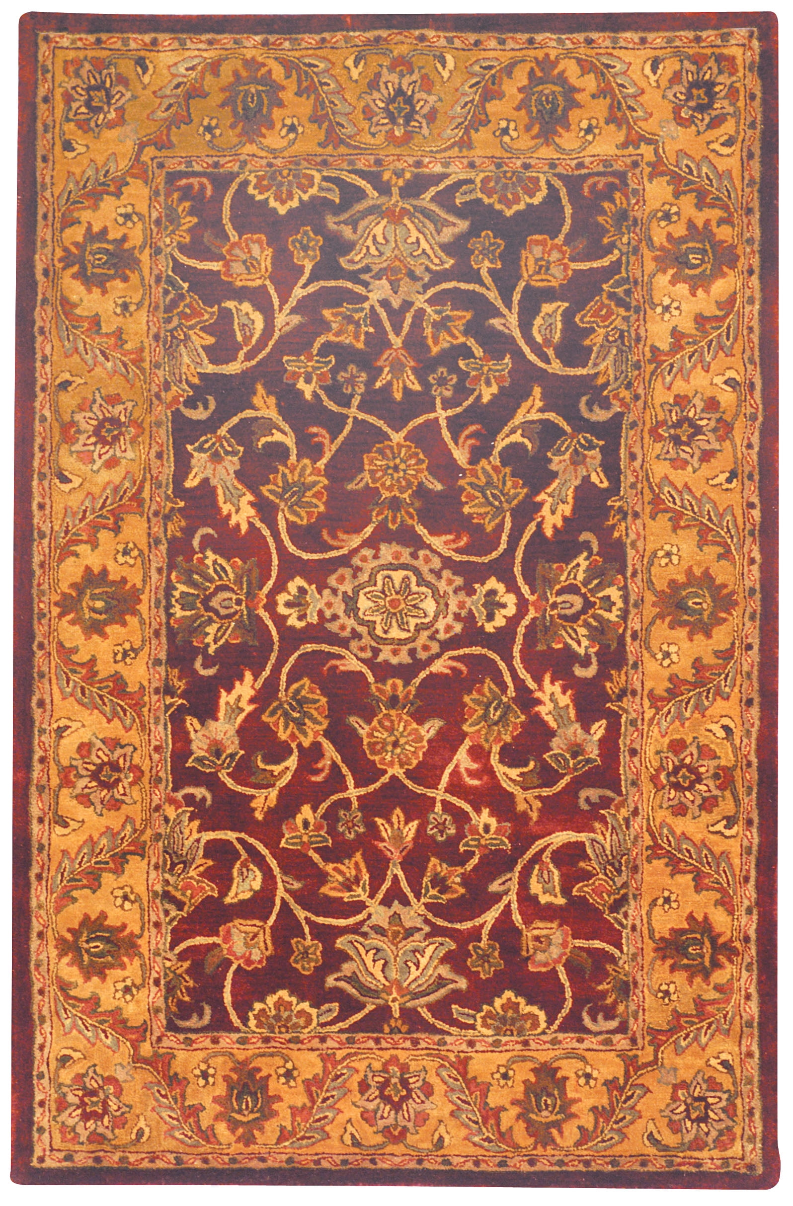 Golden Jaipur Burgundy and Gold Hand-Tufted Wool Area Rug