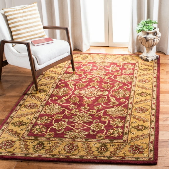 Safavieh Golden Jaipur Dreda Bordered Wool Area Rug, Burgundy/Gold, 5' x 8'
