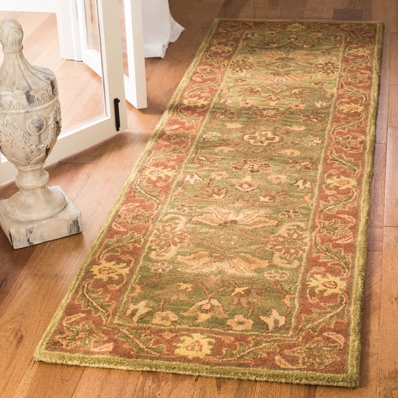 Safavieh Golden Jaipur Dreda Bordered Wool Runner Rug, Green/Rust, 2'3" x 12'