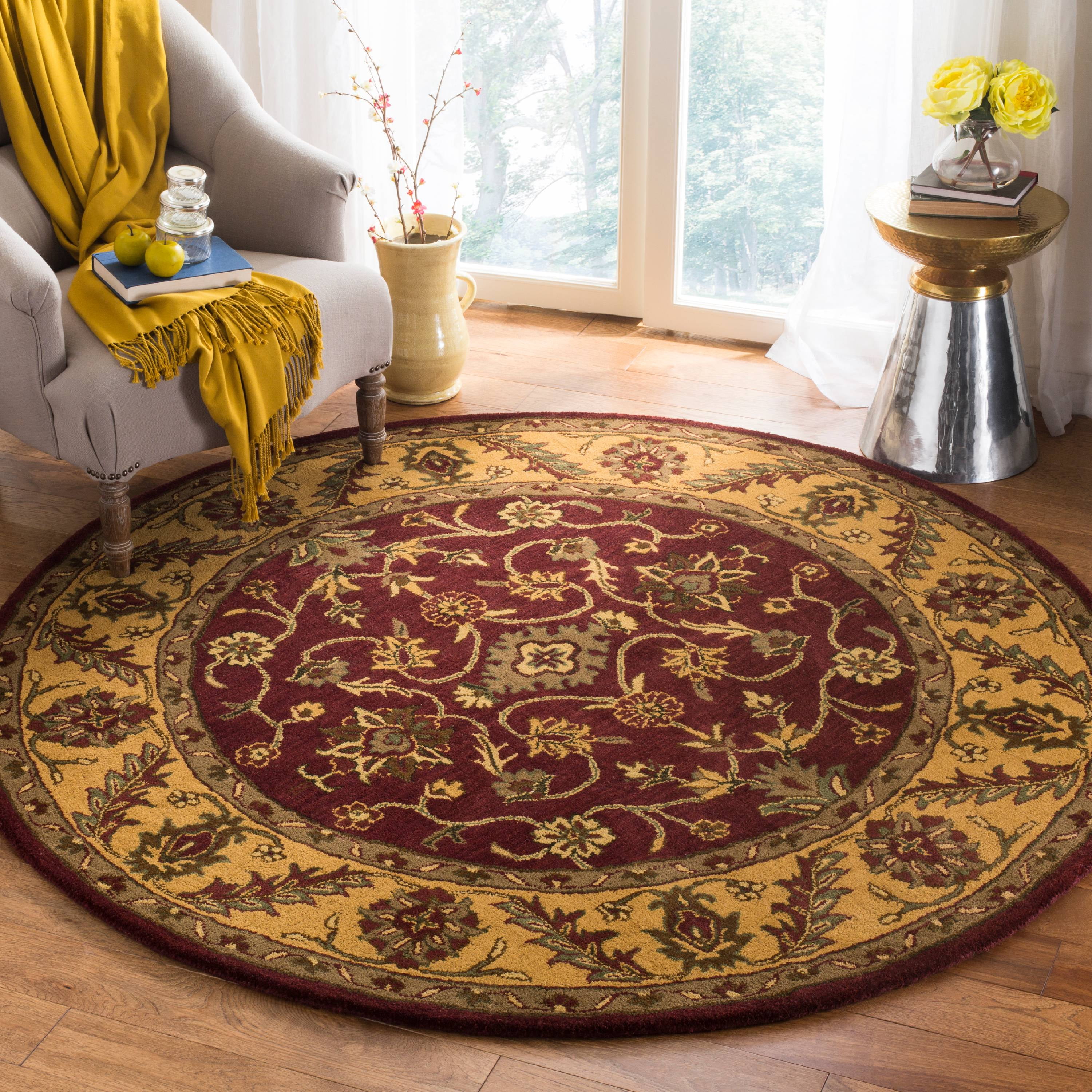SAFAVIEH Golden Jaipur Dreda Bordered Wool Area Rug, Burgundy/Gold, 8 ...
