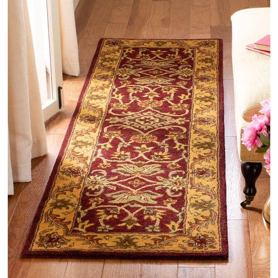 Safavieh Golden Jaipur Dreda Bordered Wool Runner Rug, Burgundy/Gold, 2'3" x 8'