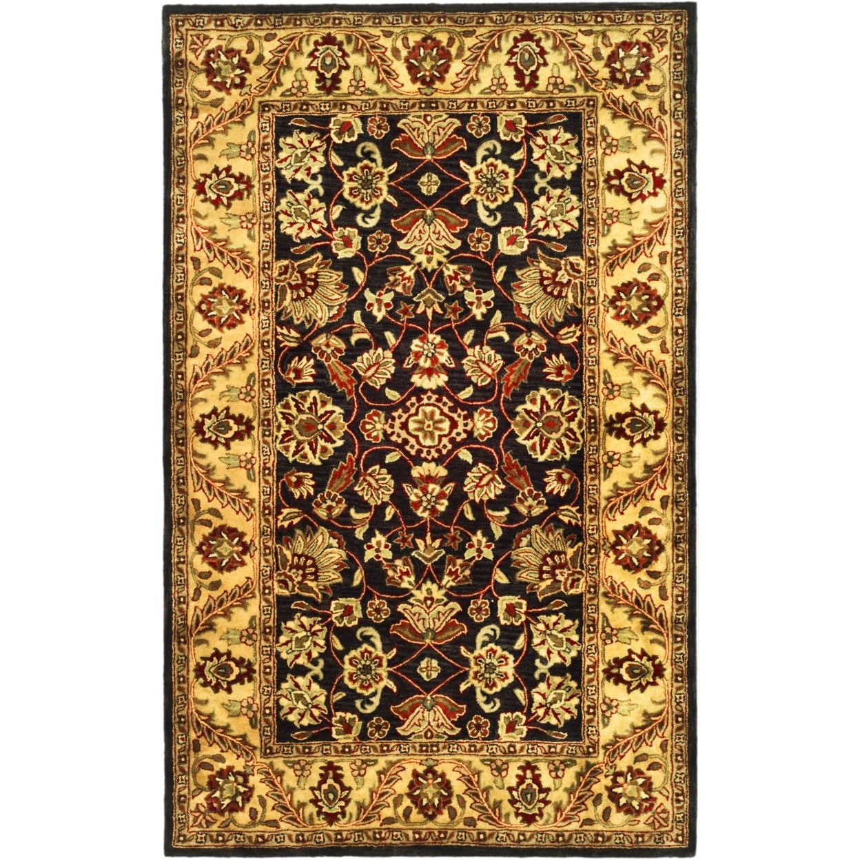 Handmade Tufted Wool Rectangular Rug in Black/Gold - 4' x 6'