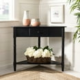 thumbnail image 1 of SAFAVIEH Gomez Corner Table With Storage Drawer Distressed Black, 1 of 7