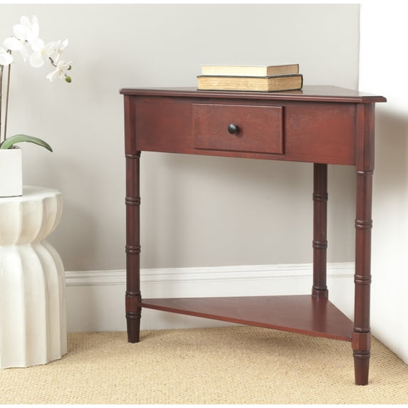 SAFAVIEH Gomez Corner Table With Storage Drawer Red