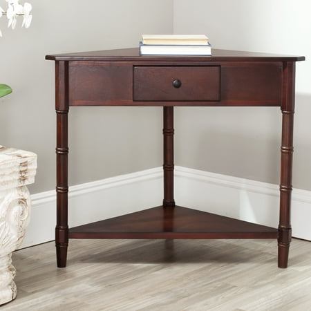 SAFAVIEH Gomez Solid Casual Corner Table With Storage Drawer, Dark Cherry