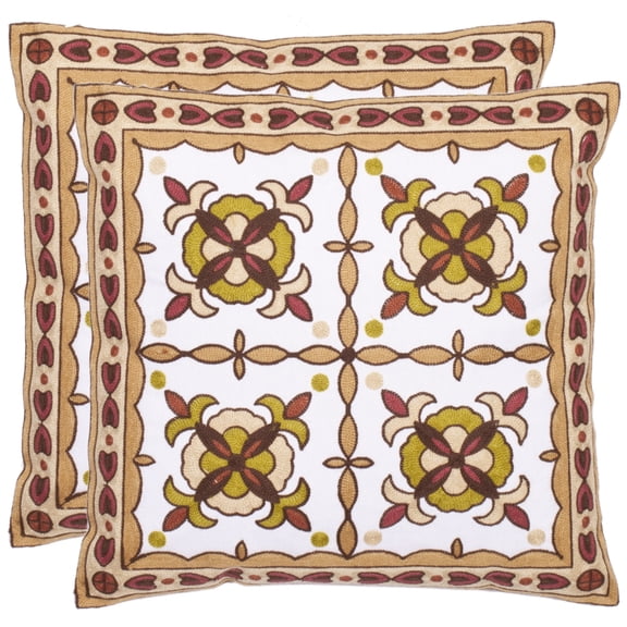 SAFAVIEH Gorgon Tiles Pillow Set of 2 Green / Beige