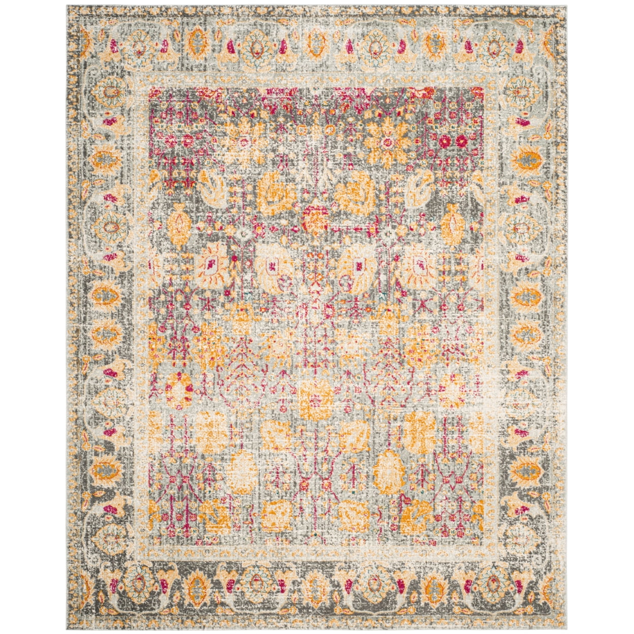 Boho Chic Multicolor Synthetic 4' x 6' Easy Care Area Rug