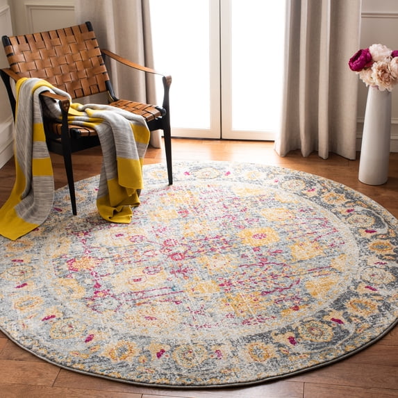 Safavieh Granada Blair Oriental Area Rug, Light Gray/Multi, 6'7" x 6'7" Round