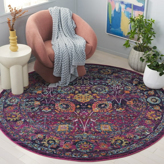 Safavieh Granada Katee Oriental Area Rug, Fuchsia/Multi, 6'7" x 6'7" Round