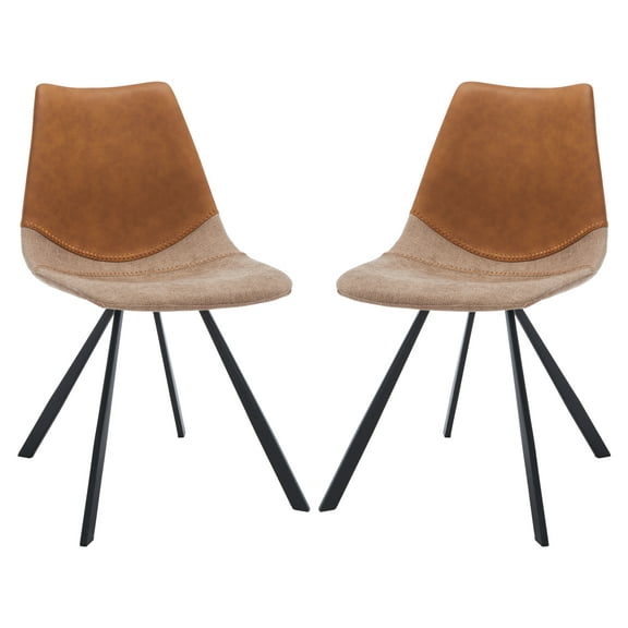 SAFAVIEH Greer Tufted Dining Chair, Cognac, Set of 2 (23.8 in. W x 19 in. D x 32.5 in. H)