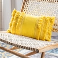 thumbnail image 1 of SAFAVIEH Grema 12" x 20" Solid Overcut Plush Pillow, Yellow, 1 of 5