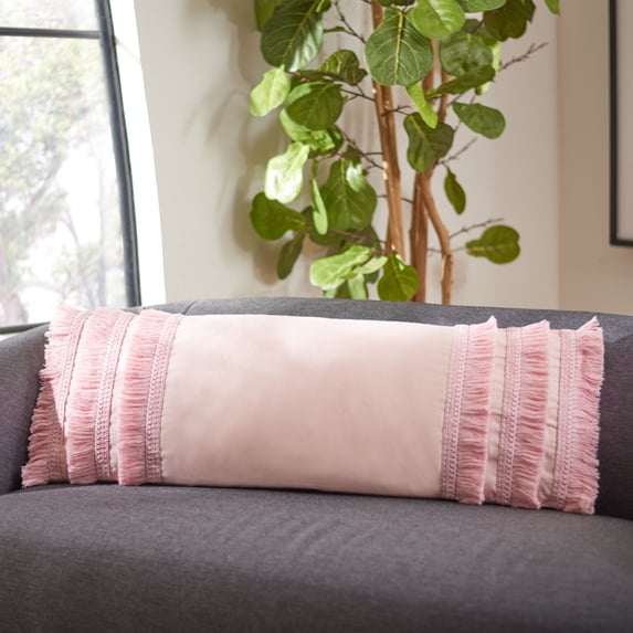 SAFAVIEH Grema Solid Overcut Accent Pillow, 16" x 16", Pink