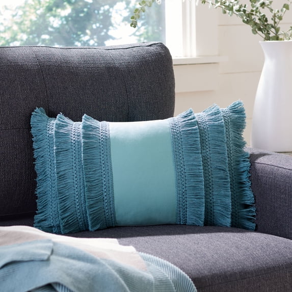SAFAVIEH Grema Solid Pillow, 12" x 20", Seafoam Green