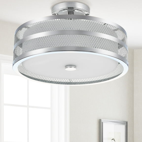 SAFAVIEH Greta 3 Light 15.75 in. Dia. Veil Semi Flush, Chrome