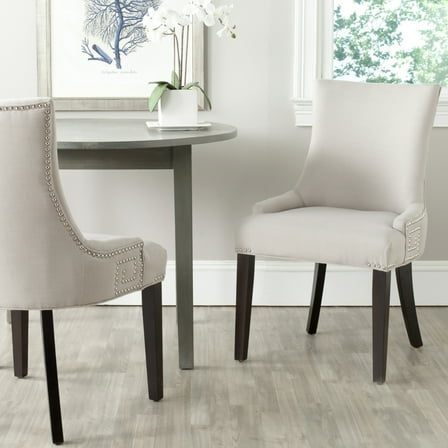 SAFAVIEH Gretchen 20''H Side Chair Set of 2 Silver Nail Head Taupe
