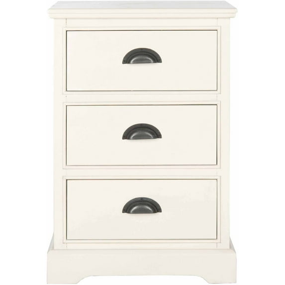 SAFAVIEH Griffin Traditional Rustic 3 Drawer Side Table, White