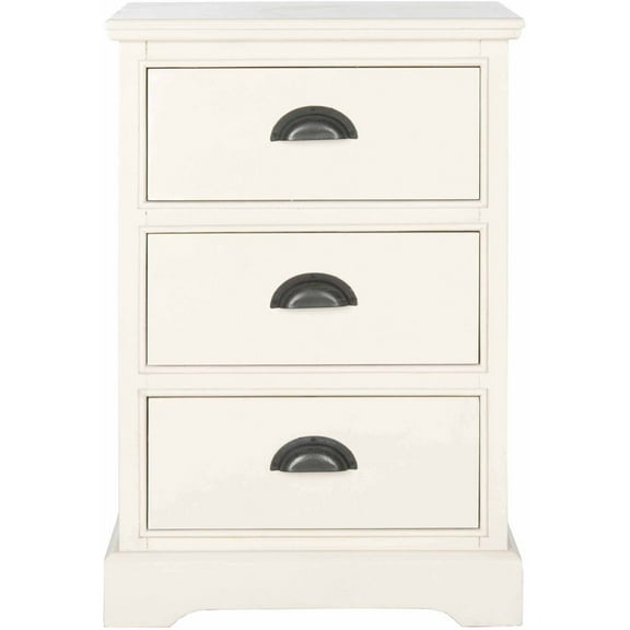 SAFAVIEH Griffin Traditional Rustic 3 Drawer Side Table, White