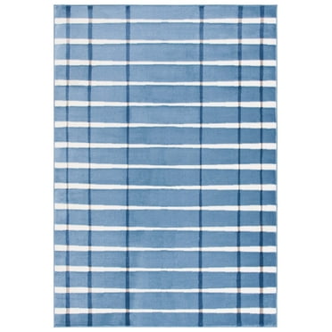SAFAVIEH Groove Alaina Geometric Striped Area Rug, Blue/Ivory, 8' x 10'