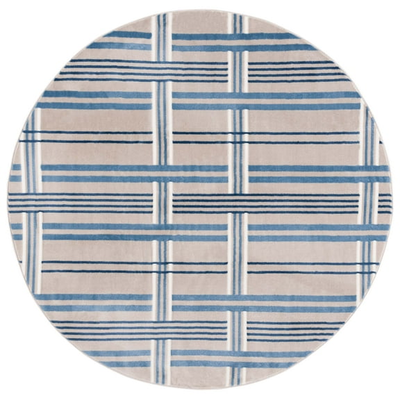 SAFAVIEH Groove Alexa Geometric Area Rug, Beige/Blue, 6'7" x 6'7" Round