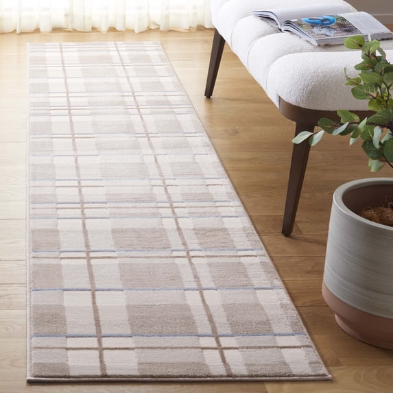 Safavieh Groove Dayna Plaid Runner Rug, Beige/Light Blue, 2'3" x 8'