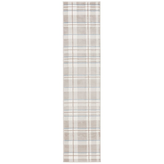 SAFAVIEH Groove Dayna Plaid Runner Rug, Beige/Light Blue, 2'3" x 8'
