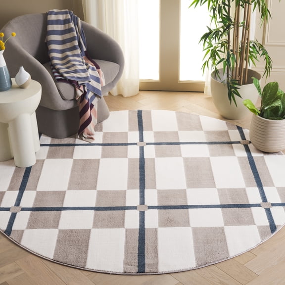 Safavieh Groove Sam Geometric Area Rug, Ivory/Blue, 6'7" x 6'7" Round